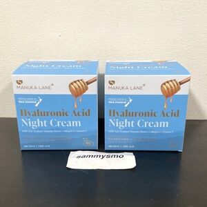 Manuka Lane Hyaluronic Acid Night Cream Manuka honey, collagen 1.69 oz, x2 boxes